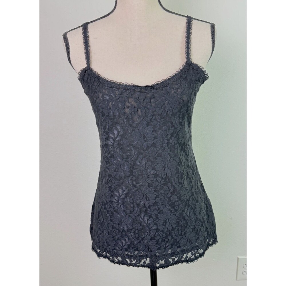 White House Black Market Women's Black Lace Cami Tank Top Coquette Y2K Large